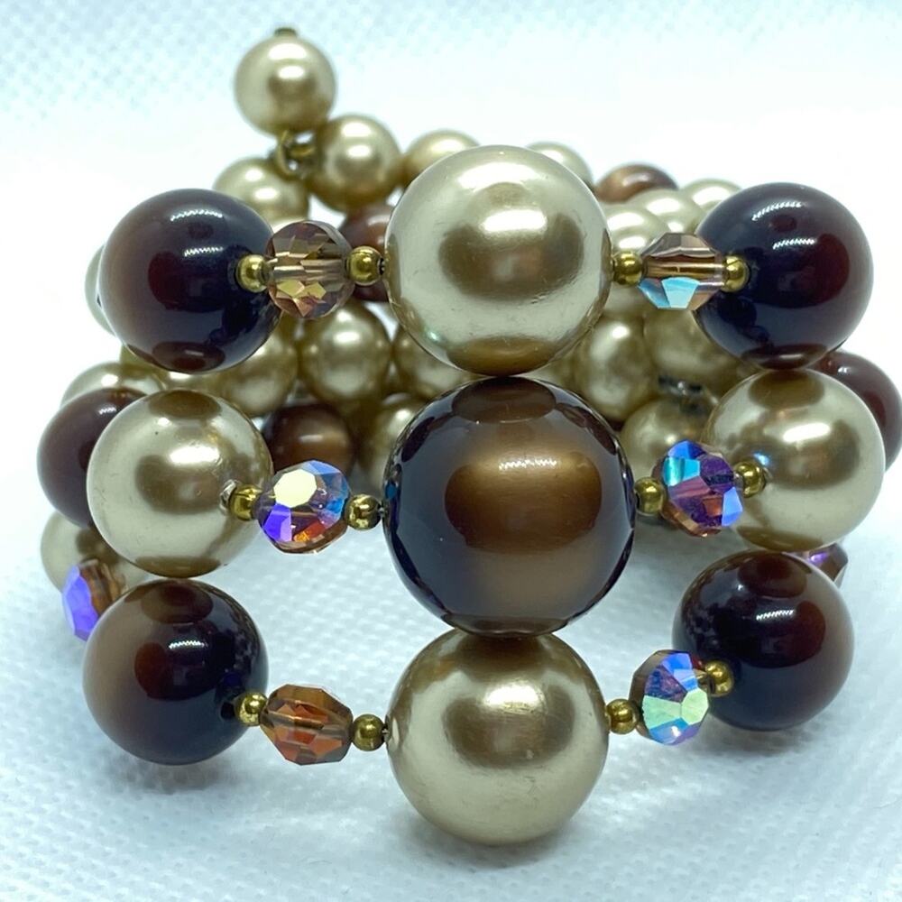 Light Brown Dark Brown Infinity Bracelet Stackable Chunky Wired S Shape